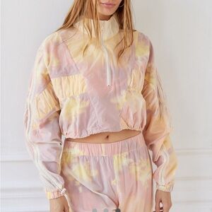 Pastel Tie-Dye Cropped Windbreaker